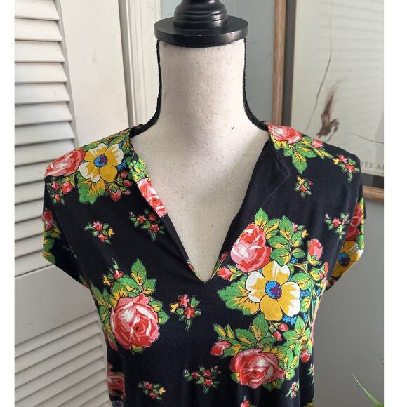JOHNNY WAS Top Womens XS Black Floral Spark Dolman Stretch Jersey Bohemian - Picture 3 of 10